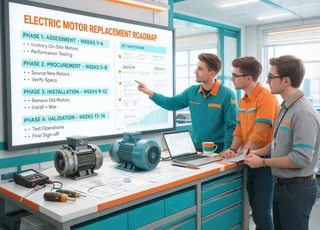 motor support team reviewing replacement roadmap