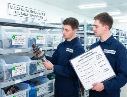 maintenance team sorting motor spares